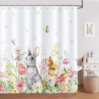 Romantiška vyšnių žiedų rožinės gėlės dušo užuolaida, vandeniui atspari, skalbiama, poliesterio dušo užuolaida, 180 x 180 cm, 12 kabliukų W90xH180cm