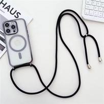 Prabangus Kaklo Papuošalo Virvelė Virvutė Padengtas Magnetinis Skaidrus Telefono Dėklas iPhone 17 16 15 14 13 12 Pro Max 11 Skirtas Magsafe Minkštas Dengtas iPhone 17 Pro Max juoda