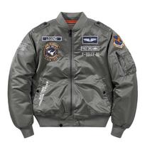Žieminė vyriška striukė, karinė, motociklininko, Ma-1, aviacijos piloto, vyriška beisbolo bomber striukė 5XL(Asian size) pilka