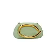 Ladies' Detachable Chain Shoulder Strap Bag -Gold Metallic PVC Banquet Handbag with Magnetic Closure Design, Simple and Fashionable Commuter Party Use žalia