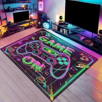 Colorful Game Console Carpet Computer Chair Carpet Gaming Room Crystal Velvet Decorative Carpet Bedroom Living Room Carpet 40*60cm Crystal Velvet