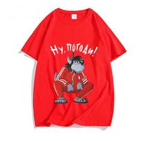 Nu Pogodi Na palauk Vilkas Kiškis Marškinėliai Animacinis Spaudinys Harajuku Kawaii Marškinėliai Unisex Mielas Marškinėliai Sudaderas Apvalus Kaklas Viršutiniai S