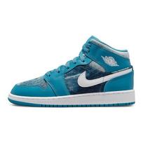 Air Jordan 1 Mid GS skalbto džinso vaikiški sportbačiai Mėlyni Olandiško mėlyno Balto DM8951-400 36.5