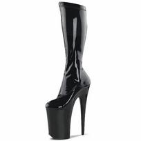 Madingi Modernūs Pusiau Blauzdos Ilgio Batai iš Lakiruotos Odos 26cm Super Aukštakulniai Stiletto Šokio Bateliai Moterims platforminiai kulniukai aukštakulniai batai iki šlaunų 34