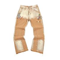 EastRogue Retro Gatvės Stiliaus Laisvi Džinsai Vyrams Moterims Vintage Džinsiniai Kelnės S beige