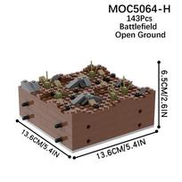 MOOXI Karinė serija MOC Plytos WW2 Apkasų tvirtovės mūšio lauko scenos rinkinys Suderinami Karų veiksmo figūrėlės Plytų žaislai Dovana MOC5064