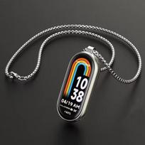 Mi Band 8 dirželis-karoliai, suderinamas su Xiaomi Smart Band 10NFC apyranke, Mi Band 9 išmaniuoju laikrodžiu, kaklo papuošalas, pakabukas Mi Band 8 For Mi Band 10 sidabras