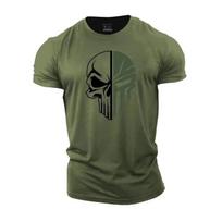 New hot selling men's digital skull print breathable round neck T-shirt outdoor sports fitness casual top S