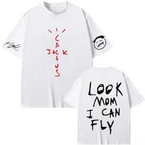 Cotton T Shirt Men Women Fashion Hip Hop T Shirts Cactus Jack Loose Short Sleeve Fans Gift Tops Men Look Mom I Can Fly K37 S