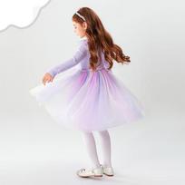 Mergaičių princesės Elzos gradientinis tinklinis suknelė rudeniui ir pavasariui 140 cm violetinė