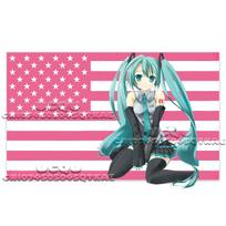 Amerikos vėliavos gobelenas Hatsune Miku Anime fono dekoracija Bendrabučio lovos galvūgalio gobelenas Svetainės sofos fono audinys 29x37in