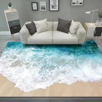 3D jūros kranto kraštovaizdžio kilimai Modernus dekoras Namams Didelis kilimas Svetainės sofos zonos kilimas Miegamojo poilsio zonos grindų kilimėlis Plaunamas 60x90cm