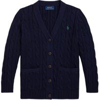 Polo Ralph Lauren megztas vaflių raštu medvilninis V formos iškirptės kardiganas Vaikų megztiniai 313950765-005 L