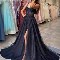 Naujas išleistuvių vakarėlis Suknelės Vestido de Festa Juoda Suknelė su kaklu Elegantiška Stilius Nėriniai Elegantiškas Sexy Slit S juoda