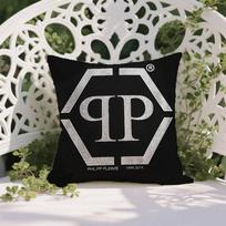 Tamsus Stilingas P-Philipp Plein-Madingas Antialerginis Pagalvės Užvalkalas Nematomas Užtrauktukas Šilkinis Trumpas Pliušas Sofos Pagalvės Užvalkalas 12x12Inch