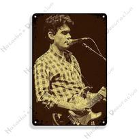 John Mayer Metalinis ženklas Vintažinis plakatas Baras Pub Klubas Sieninis ženklas Rūdyto metalo skardinis ženklas Retro muzika Metalinis plakatas Sienai Pramoninis dekoras 20x30cm（7.8x11.8inch） beige