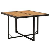 vidaXL Sodo stalas, juodas, 109x107x74cm, poliratanas ir akacija, Juoda