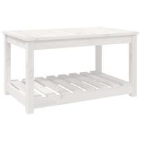 vidaXL Sodo stalas, baltas, 82,5x50,5x45cm, pušies medienos masyvas, Balta