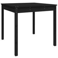 vidaXL Sodo stalas, juodas, 82,5x82,5x76cm, pušies medienos masyvas