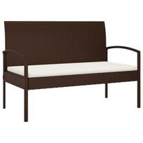 vidaXL Sodo suoliukas su pagalvėle, rudos spalvos, 105cm, poliratanas