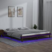 Lovos rėmas su led, medaus rudas, 120x190cm, mediena, dvivietis