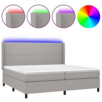 vidaXL Lova su spyruoklėmis/čiužiniu/LED, pilka, 200x200 cm, audinys