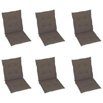 vidaXL Sodo kėdės pagalvėlės, 6vnt., taupe, 100x50x3cm, audinys