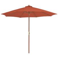 Lauko skėtis su mediniu stulpu vidaXL, 300cm, Oranžinė