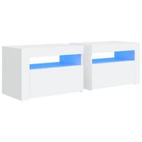 Naktinės spintelės su LED, 2vnt., 60x35x40cm, balta
