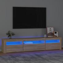 Televizoriaus spintelė su led apšvietimu, ąžuolo, 195 x 35 x 40 cm