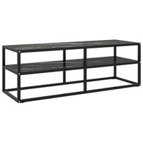 vidaXL TV spintelė, juoda, 120x40x40cm, su juodu marmuriniu stiklu