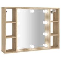 Veidrodinė spintelė su led apšvietimu, ąžuolo, 76x15x55cm, Ruda