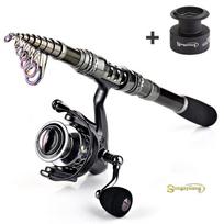Anglies pluošto spiningo meškerės ir meškerės ir teleskopinės meškerės sukimo ritės 1.8M Rod&Reel 1000