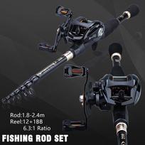 Meškerės ritės rinkinys 1,8–2,4 m anglies pluošto meškerė su 12+1BB meškerės rite, skirta žvejybai gėlame vandenyje 1.8m&Left handle