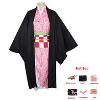 Anime Demon Slayer Kimetsu no Yaiba Cosplay kostiumas Nezuko Kamado Kimono uniforma Helovino drabužiai 110cm