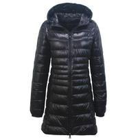 Žiemos moteriškas itin lengvas striukė su gobtuvu, plonas ilgomis rankovėmis Parka paltas 3XL juoda
