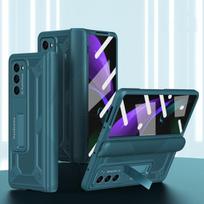 Skirtas „Samsung Z Fold 3“ nuo kritimo grūdinto stiklo plėvelės dėklas, skirtas „Samsung Galaxy Z Fold3 Fold 3“, 5 g kickstand kietas šarvų dangtelis for samsung Z Fold 3 žalia