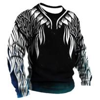 Vintažiniai vyriški marškinėliai Palaidinė Wings Harajuku Viking Print Ilgomis rankovėmis Medvilniniai Vyriški marškinėliai Gatvės laisvi marškinėliai Laisvalaikio drabužiai XL