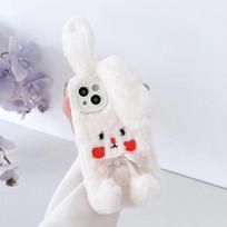 Rabbit pliušinis dėklas, skirtas iPhone 14 13 12 11 Pro max X XR XS 7 8 plus/Samsung Z atverčiamas 3 Z sulankstomas 4 S22 S21 S20 A12 A13 A22 A32 A33 A53 /Redmi 10 9 9A 9T iphone 14 balta