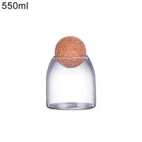 550/750/1200 ml permatomo stiklo sandarus laikymo butelis su apvaliais kamštiniais saldainių stikliniais stiklainiais arbatos dėžutės laikymui 550ml