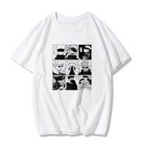 Anime Jujutsu Kaisen marškinėliai japonų figūra Ulzzang Linksmas animacinis filmas Gojo Satoru&Yuji Itadori Print Loose Chic Harajuku Punk Women marškinėliai S balta