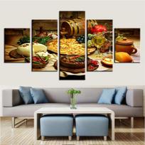 Namų dekoras Tapyba Modernus sienų menas Restoranas Virtuvė Moduliniai plakatai Nuotraukos 5 vienetai Maistas ir gėrimai HD spausdinta drobė 20x35cm*2  20x45cm*2  20x55cm*1