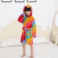 Kigurumi Vienaragis su gobtuvu Vaikai Mergaičių chalatai Vaikiški vaivorykštės chalatai Vonios chalatas Gyvūnas berniukams Mergaitėms Pižamos Naktiniai marškiniai Vaikiški Miegrūnai Animaciniai gyvūnų pižamos 110