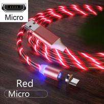 Magnetinės srovės šviečiantis apšvietimas, įkrovimas mobiliojo telefono kabelis, USB-C kabelis, skirtas „Samsung LED Micro USB Type C“ iPhone For Micro 1M raudona