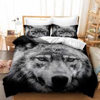 3D Wolf Pattern Buitinė patalynė viengulė lova dvigulė lova viso dydžio Wolf Print pagalvės užvalkalas ir antklodės užvalkalas 2/3 suaugusiųjų ir vaikų miegamojo patalynės komplektų UK Single 135x200cm