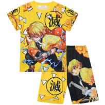 Anime Demon Slayer 3D spausdinti marškinėliai Rinkinys Vaikams T-shirt Šortai 2 vnt. Kostiumas 4-14 Metų Vaikų Mada Trumpomis Rankovėmis Rinkiniai Drabužiai 110
