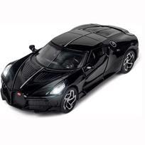 1:32 dydžio „Bugatti La Voiture Noire“ sportinio automobilio modelio žaislai, lengvojo lydinio sportinių automobilių anglies pluošto raštas, automatinis su traukimo garso apšvietimu, atplėšiamas žaislas 1/32-14.9x6.6x3.7 cm