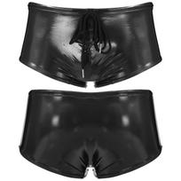 Vyriški „Wet Look“ lakinės odos bokseriniai šortai, maudymosi lagaminai, maudymosi kostiumėliai, poilsio drabužiai 3XL mėlyna