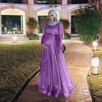 Moteriška suknelė iki grindų Slim Fit plius dydis Laisvos elegancijos ilgos nėštumo suknelės S violetinė