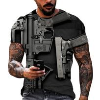 Marškinėliai vyrams 3d Gun Marškinėliai Juokingi marginti Streetwear Beretta Gun Marškinėliai Madingi Laisvalaikio trumpomis rankovėmis Punk Gun Tops marškinėliai L black